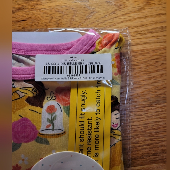 NIB Little Sleepies Disney Princess Belle Two-Piece Short Sleeve Pajamas 12-18 M - Picture 9 of 10